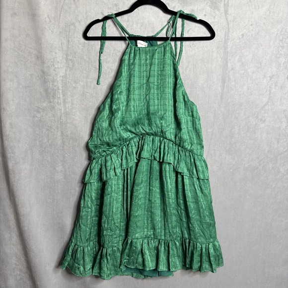 Lovers + Friends Dresses & Skirts - NWT Lovers and Friends Dress Womens M Banks Halter Green Mini Ruffle Holiday NYE